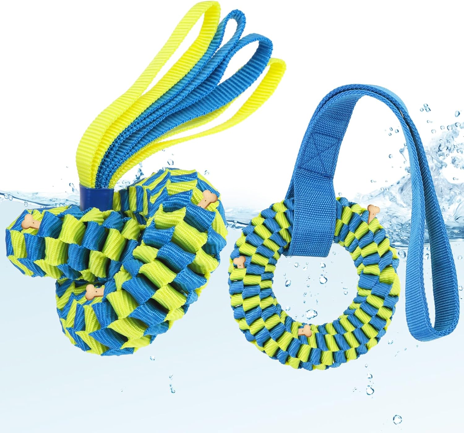 Floating Pool Dog Water Toy, 2 Pack Durable Chew Resisitant Tug Of War Dog Chew Toys, Cognitive Snuffle Ball Treat Puzzle Toys for Medium Large Dogs Teeth Cleaning Stimulating Training Slow Feeder