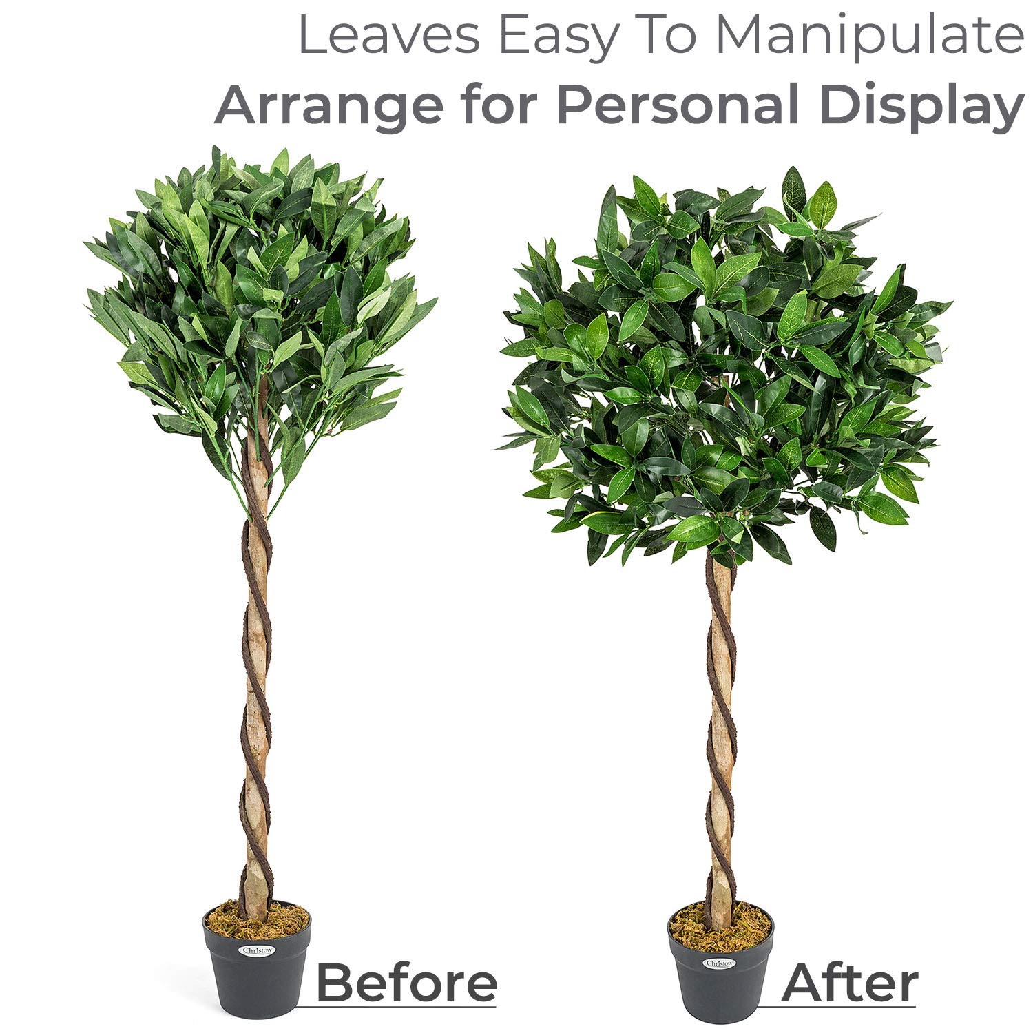 Buy CHRISTOW Artificial Bay Tree In Pot, Large 3ft 4ft Tall Indoor