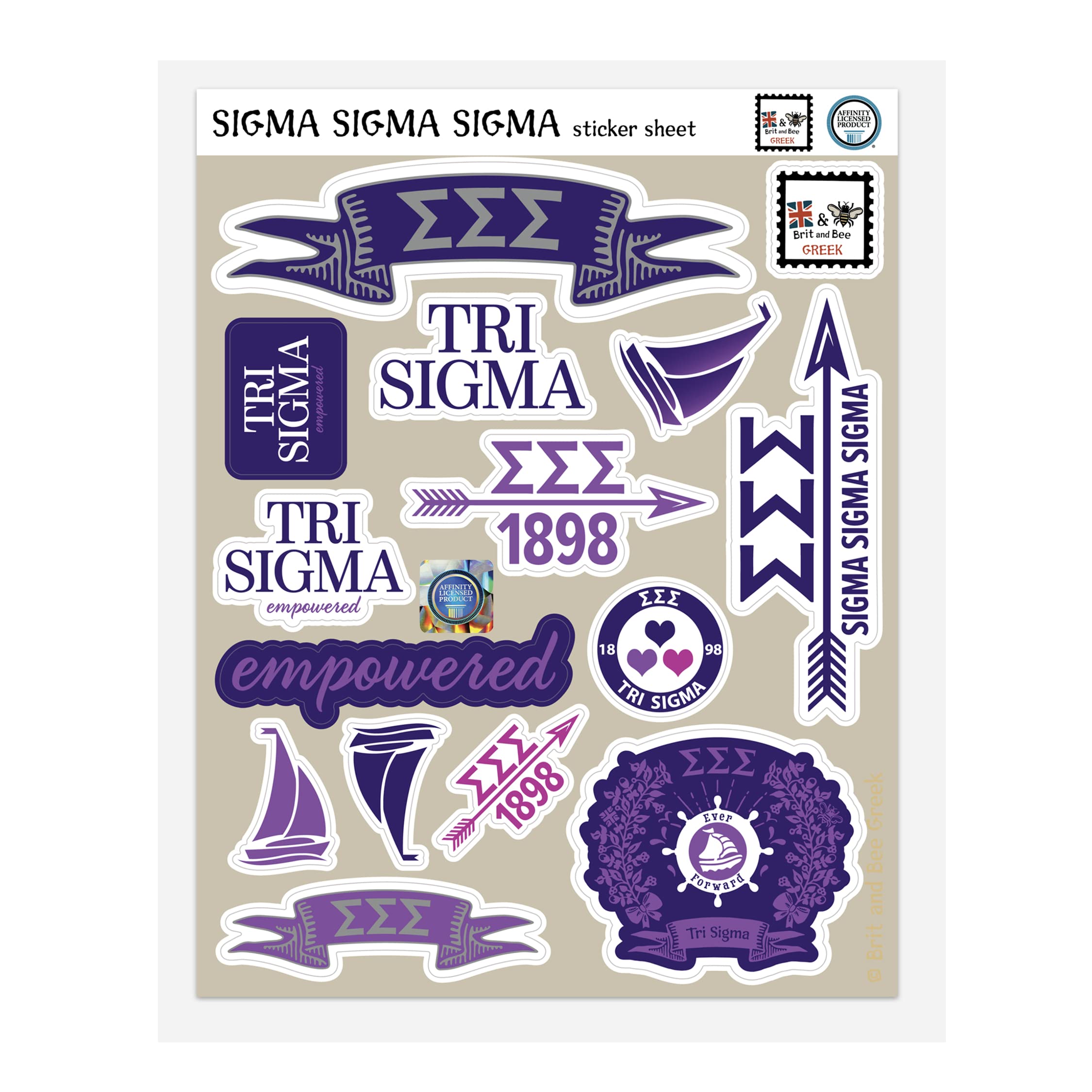 Sigma Sigma Sigma LARGE Sticker Sheet