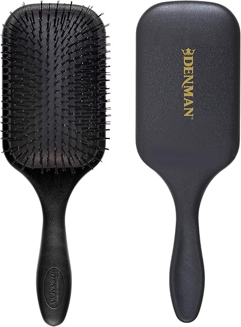 Denman Tangle Tamer Ultra (Black) Detangling Paddle Brush For Curly Hair And Black Natural Hair - use with both Wet & Dry Hair, D90L