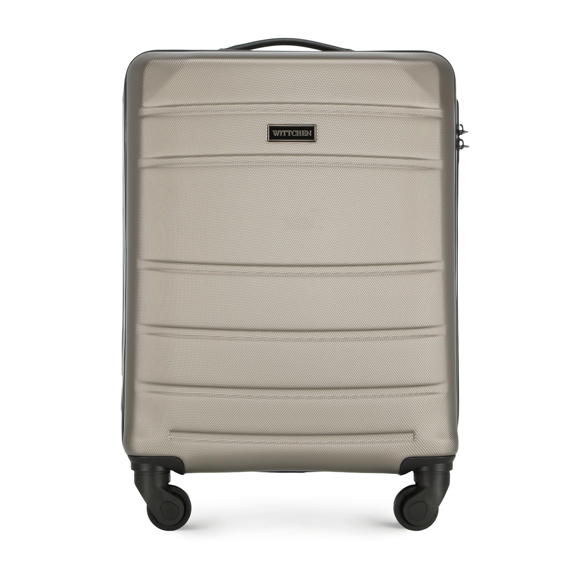 WITTCHEN Valigia da viaggio Bagaglio a mano Valigia da cabina Valigia rigida in ABS con 4 ruote girevoli Serratura a combinazione Maniglia telescopica Globe Line Taglia S Champagne