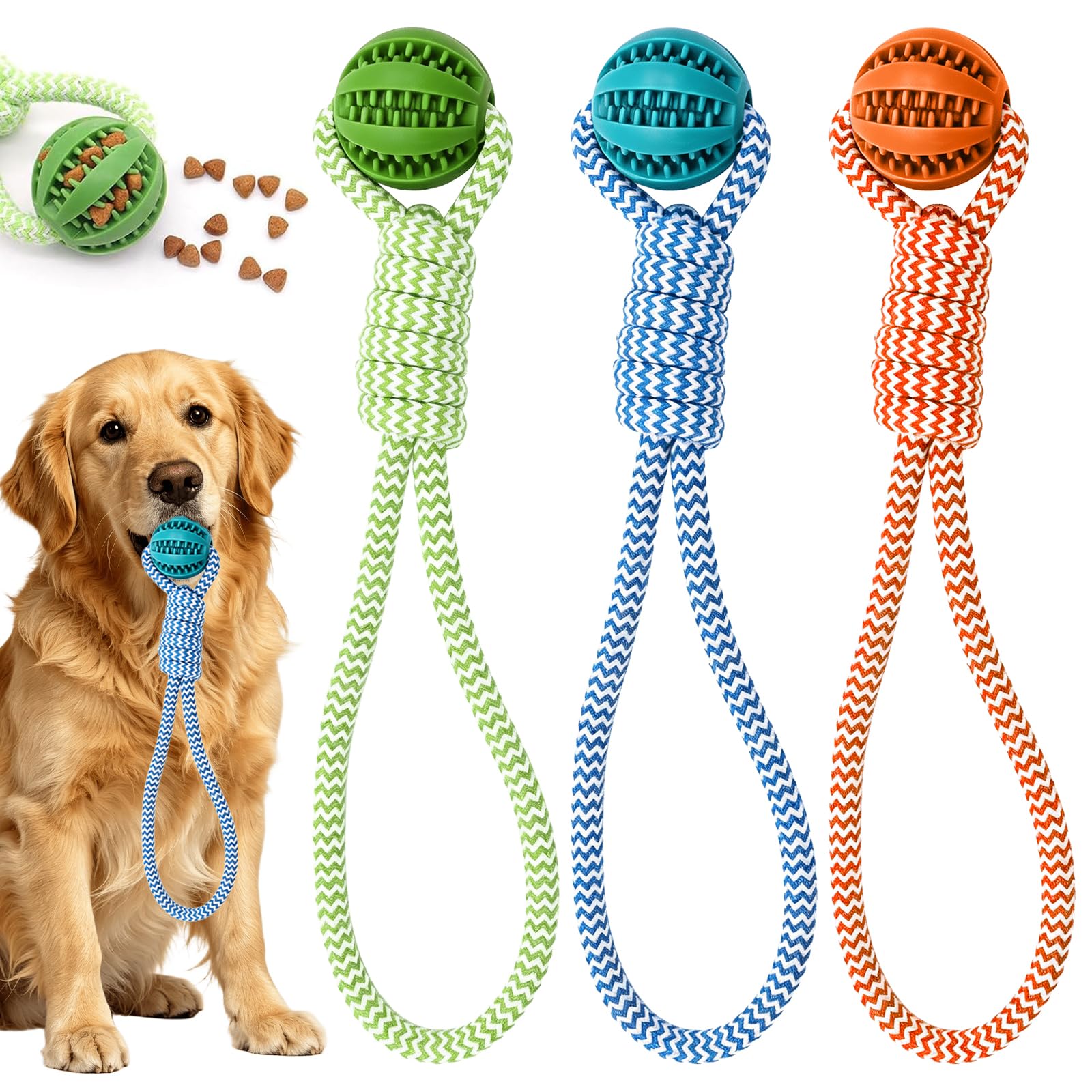 Heropen 3PCS Dog Ball On Rope For Indoor Play & Outdoor Fetch Training
