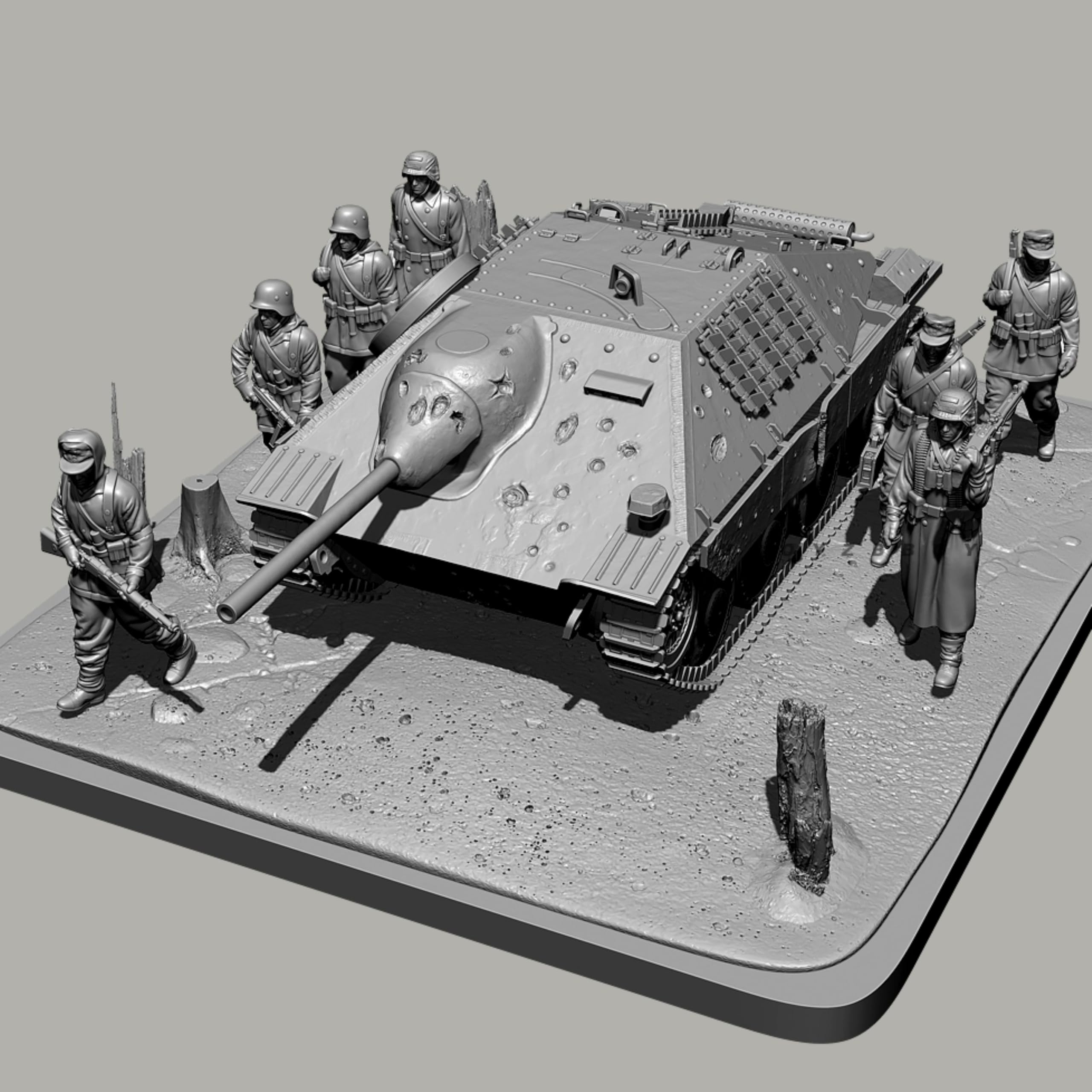 TRUEGRIS 1/35 WWII German Tank Soldier Resin Model Kit Unpainted and Unassembled (7 figures, with tank) //k5w2J7