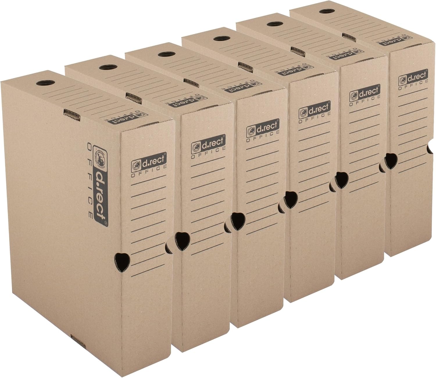 D.RECT KEEP.IT Maxi Archive Box for Folders (Set of 6) | Archiving Cardboard 80 mm Spine Width | Folder Collection Box Made of Acid-free Cardboard | FSC