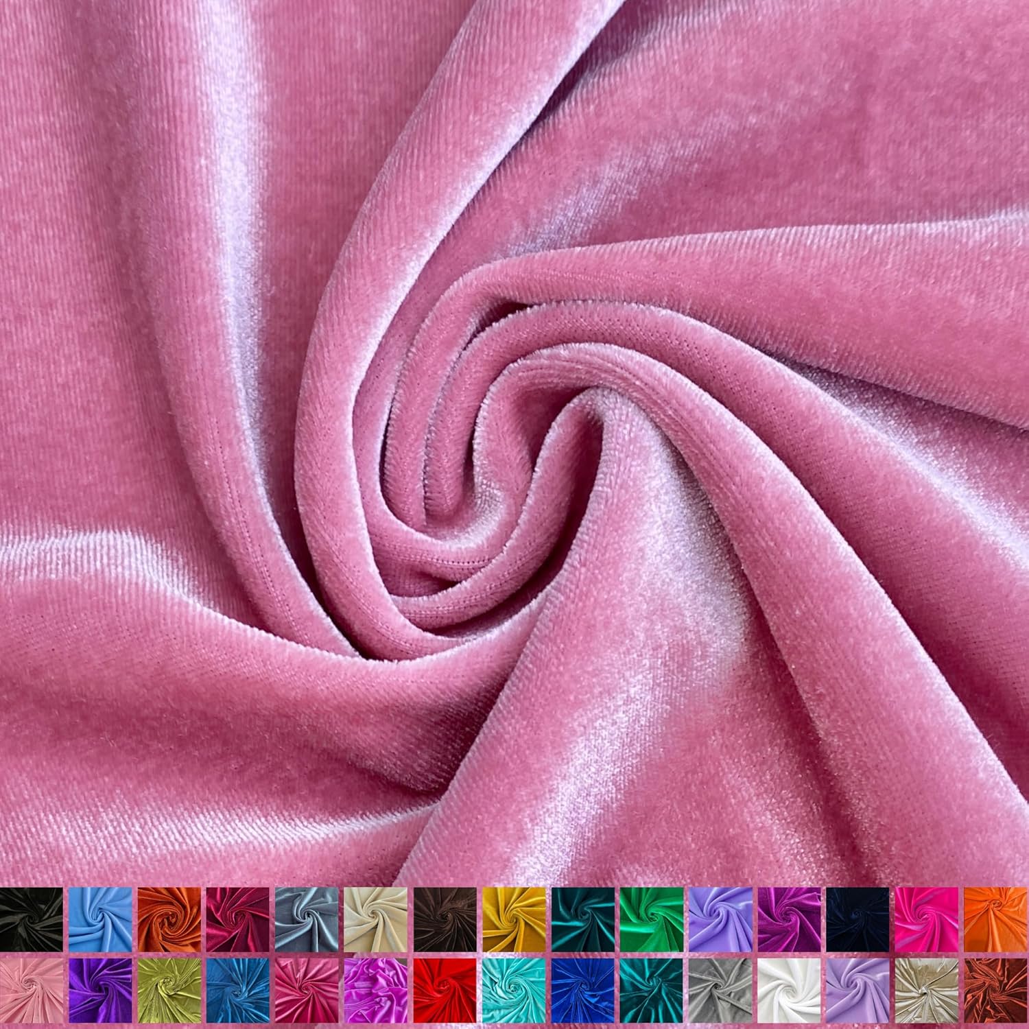 Kiki Premium Stretch Dusty Rose Velvet Fabric by The Yard – Wrinkle Resistant Soft & Thick Velvet Upholstery Fabric for Clothing and Crafts - Polyester Spandex Blended 58-60” Wide