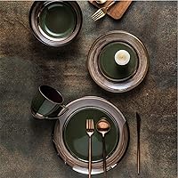 Vista 1 de Juego de vajilla de cerámica Reaction Glaze de 16 piezas, juegos de platos y cuencos de cerámica, juego de vajilla de platos redondos, juego