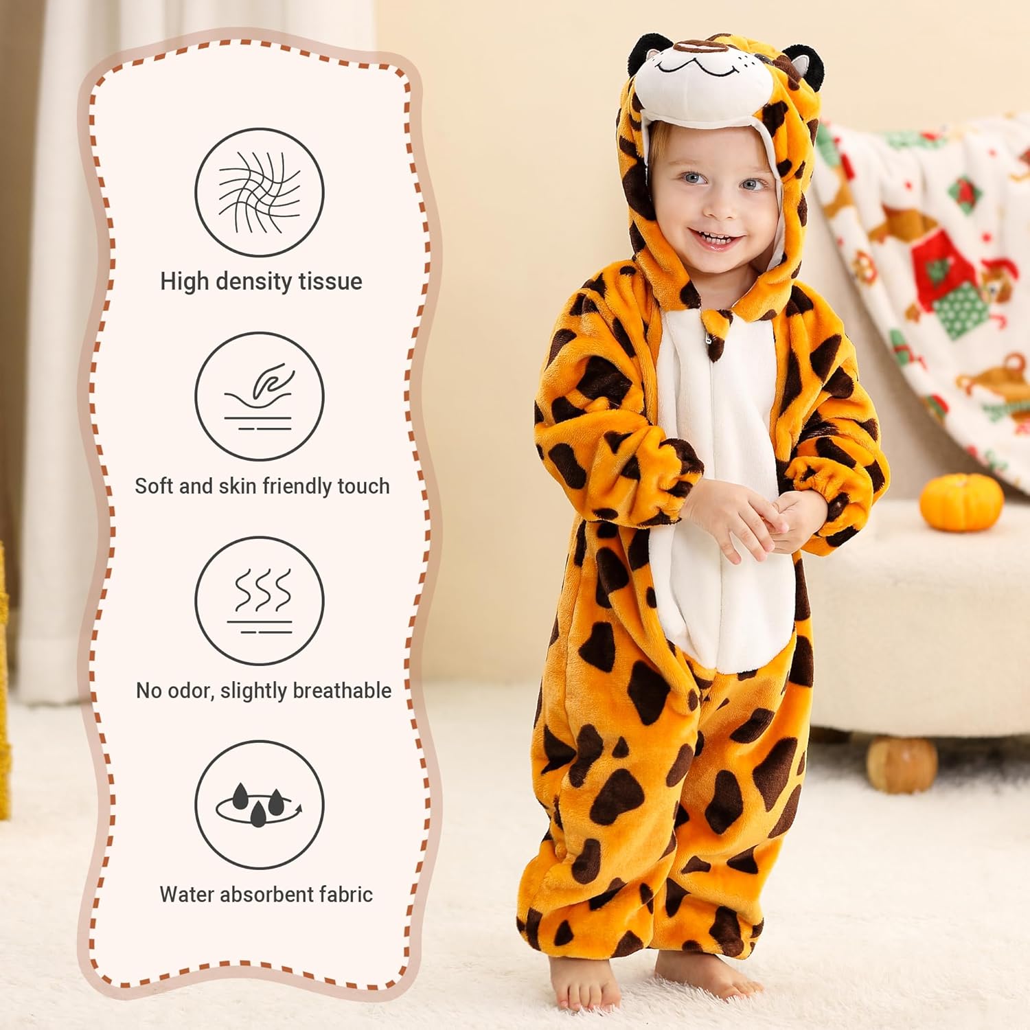 HAHASHOW Baby Winter Hooded Romper Jumpsuit Unisex kids Flannel Romper Halloween Toddler Cartoon Animal Costume - Image 4