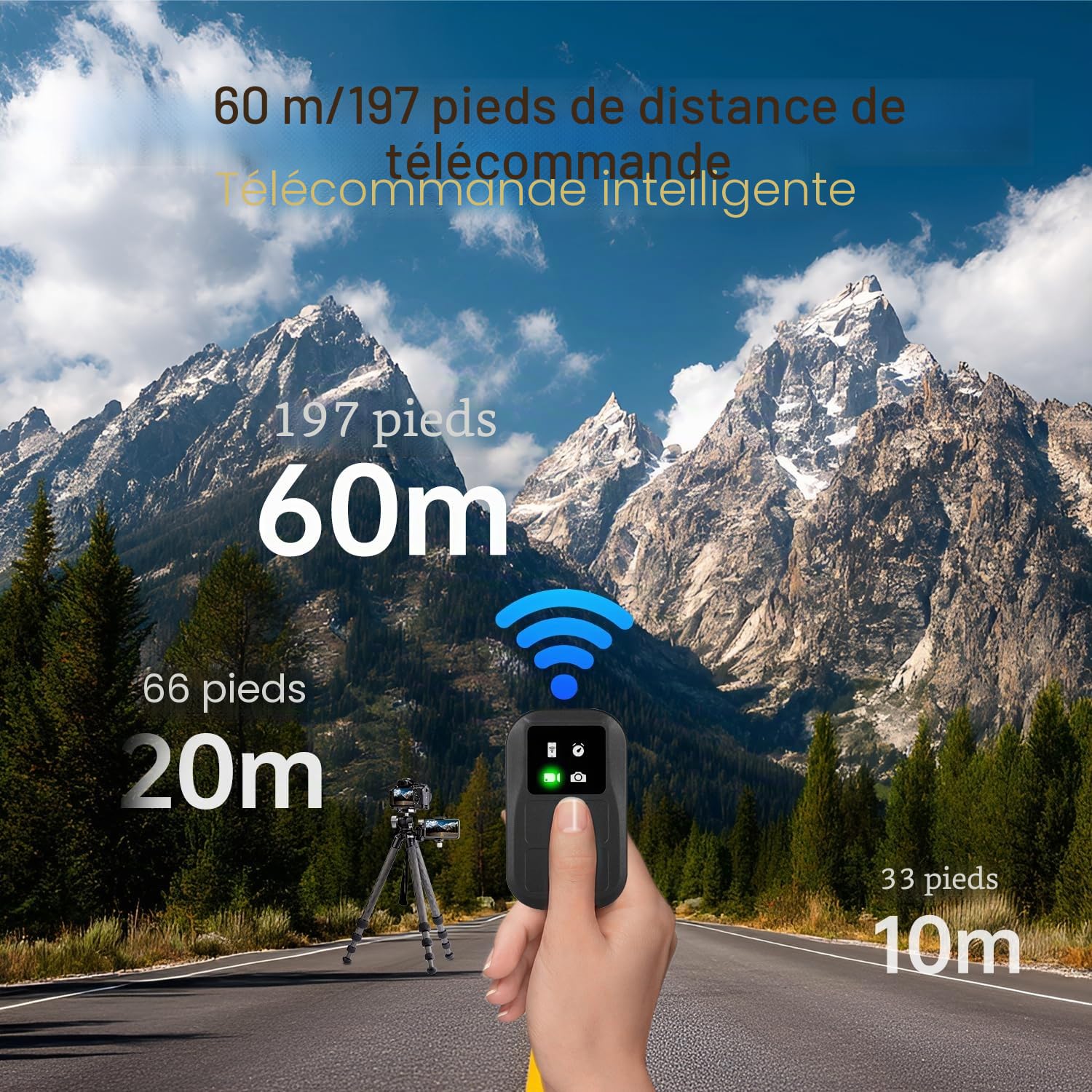 Suptig Télécommande sans fil pour GoPro Hero 13/12/11/10/9/8 noir, GoPro Max, téléphone, batterie rechargeable intégrée