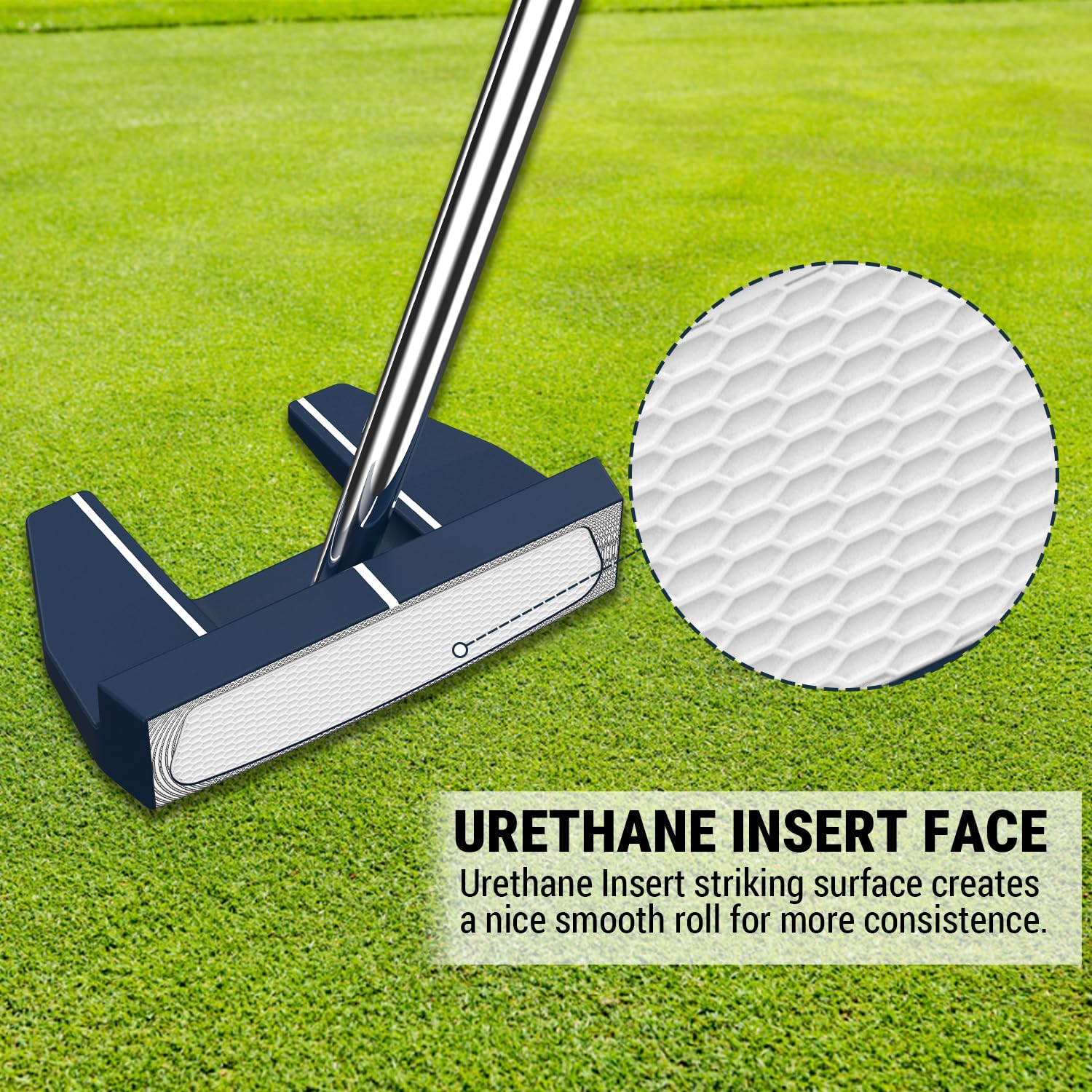 MAZEL Tour GS - Putter de golf para hombre, diestro, funda para cabeza de golf incluida