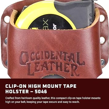 Occidental Leather Clip-On Tape Holster - Holds Up to a 30 Tape or 25 FatMax - Proprietary Steel Clip - Heirloom Quality Leather - Made in USA