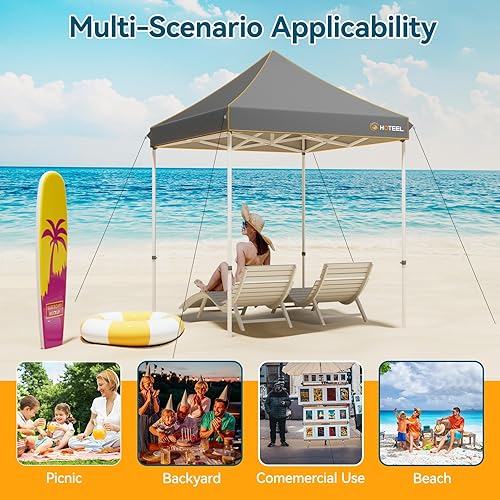 Miniatura 5 de Tienda de campaña de playa JUDVX - Tienda de campaña portátil con 4 postes y 8 sacos de arena para playa, campamento, patio trasero, picnic, 11 x 10