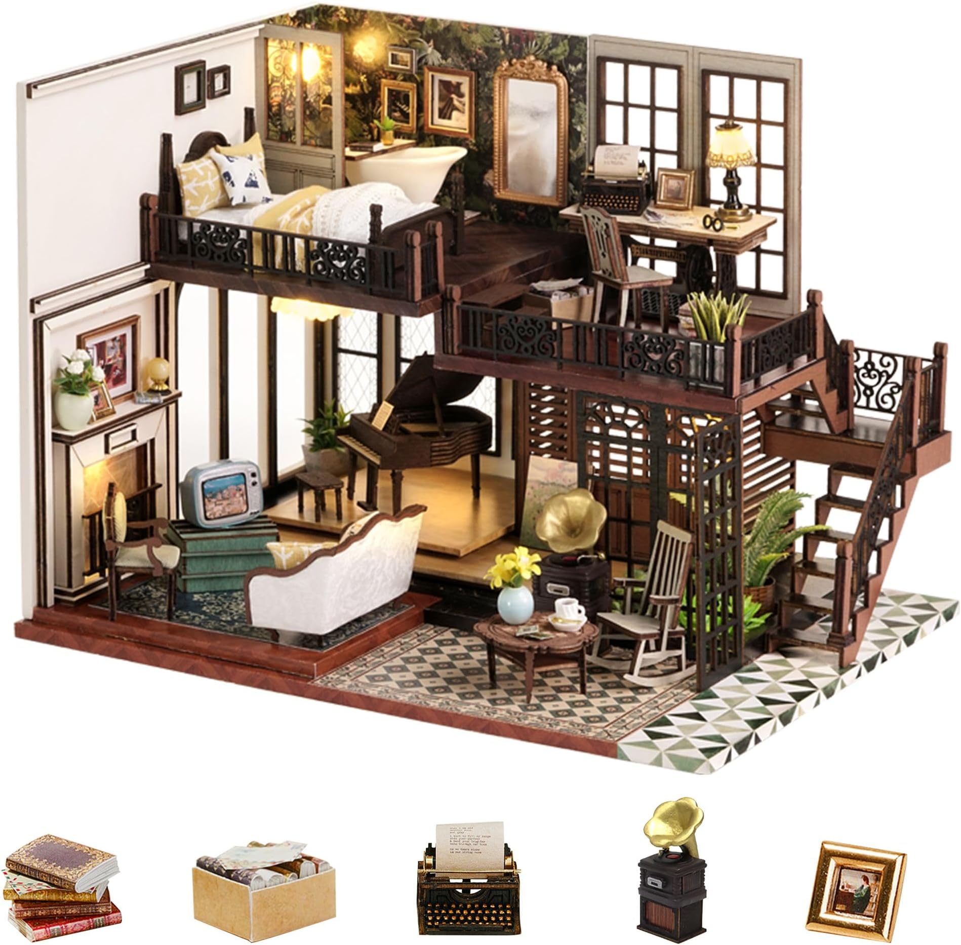 Flever Dollhouse Miniature DIY House Kit Creative Room with Furniture for Romantic Artwork Gift (Time Impression)