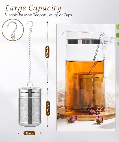 Miniatura 2 de Infusor de Té Grande para Té Suelto (1 Paquete), Colador de Bola de Té de Acero Inoxidable 304, Infusor de Té de Malla Extra Fina para Preparar Todo