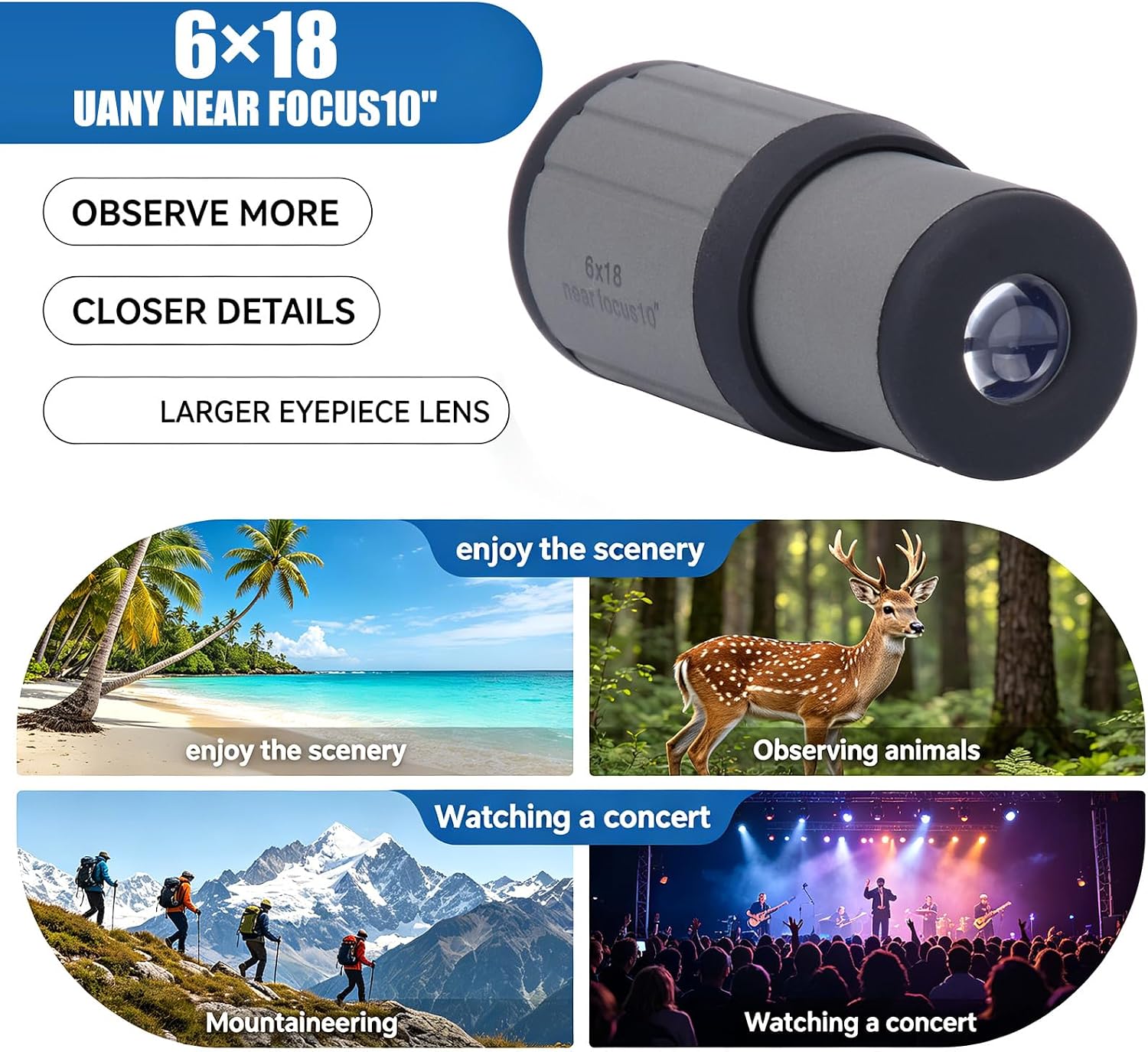 Magnification Portable Monocular Long Ranges Powerful for Hiking Bird Watching and Outdoor for Hiking Bird Watching and Outdoor for Travel Camping and Wildlife Observation