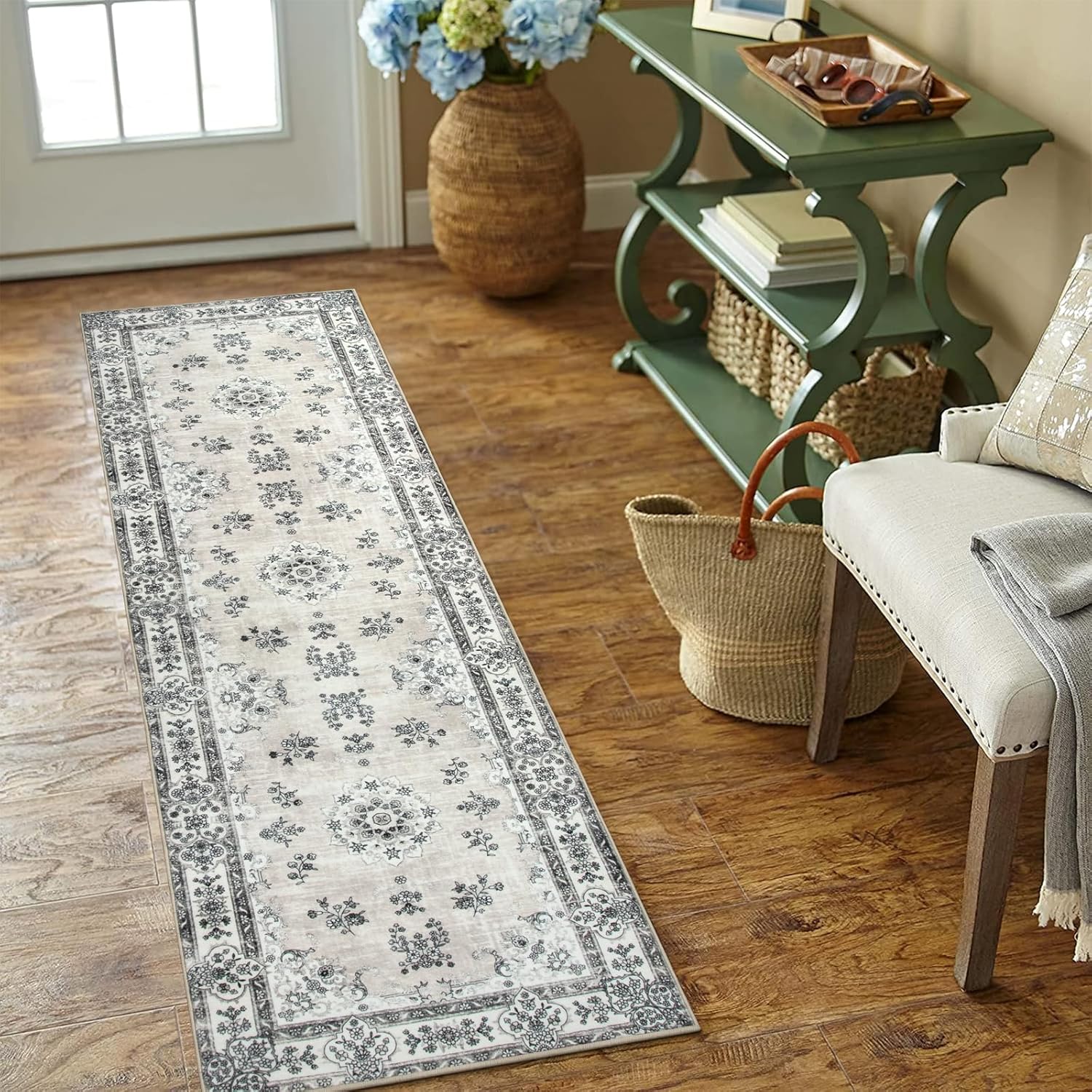 Lahome Washable Runner Rug,2'6"x8 Rug Runner Vintage