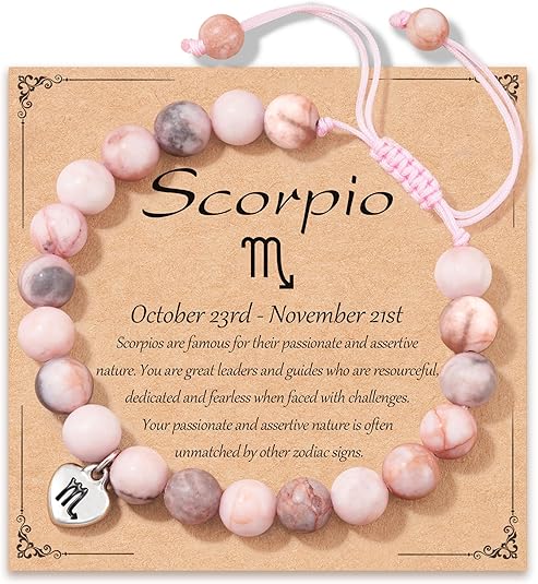 Zodiac Bracelet For Women Zodiac Gifts Natural Stone Zodiac Charm Adjustable Size Birthday Christmas Gifts