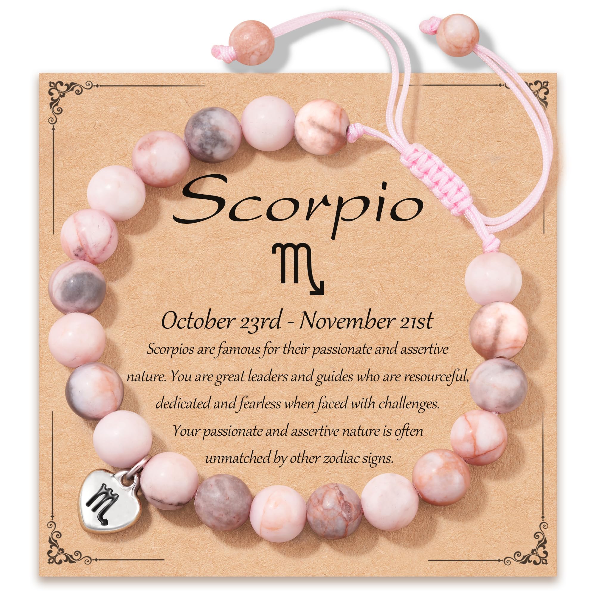 Zodiac Bracelet For Women Teen Girls Zodiac Gifts Natural Stone Zodiac Charm Adjustable Size Birthday Christmas Gifts