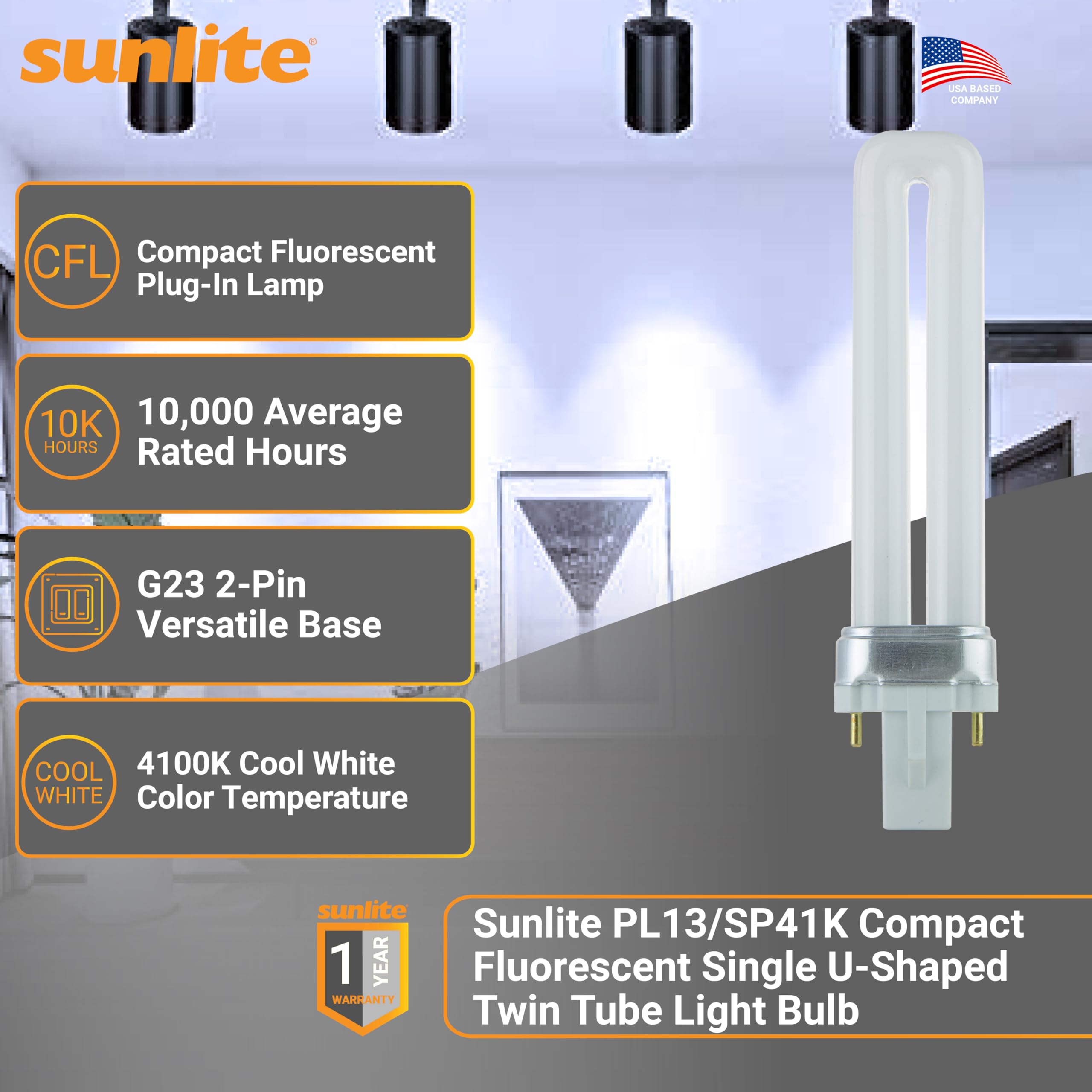 Sunlite PLD13/E/SP65K 13-Watt Copact Fluorescent Plug-in 4-Pin Light