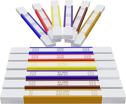 600 Coloured bandBand Bundles Self Adhesive Straps for Bill Wrappers