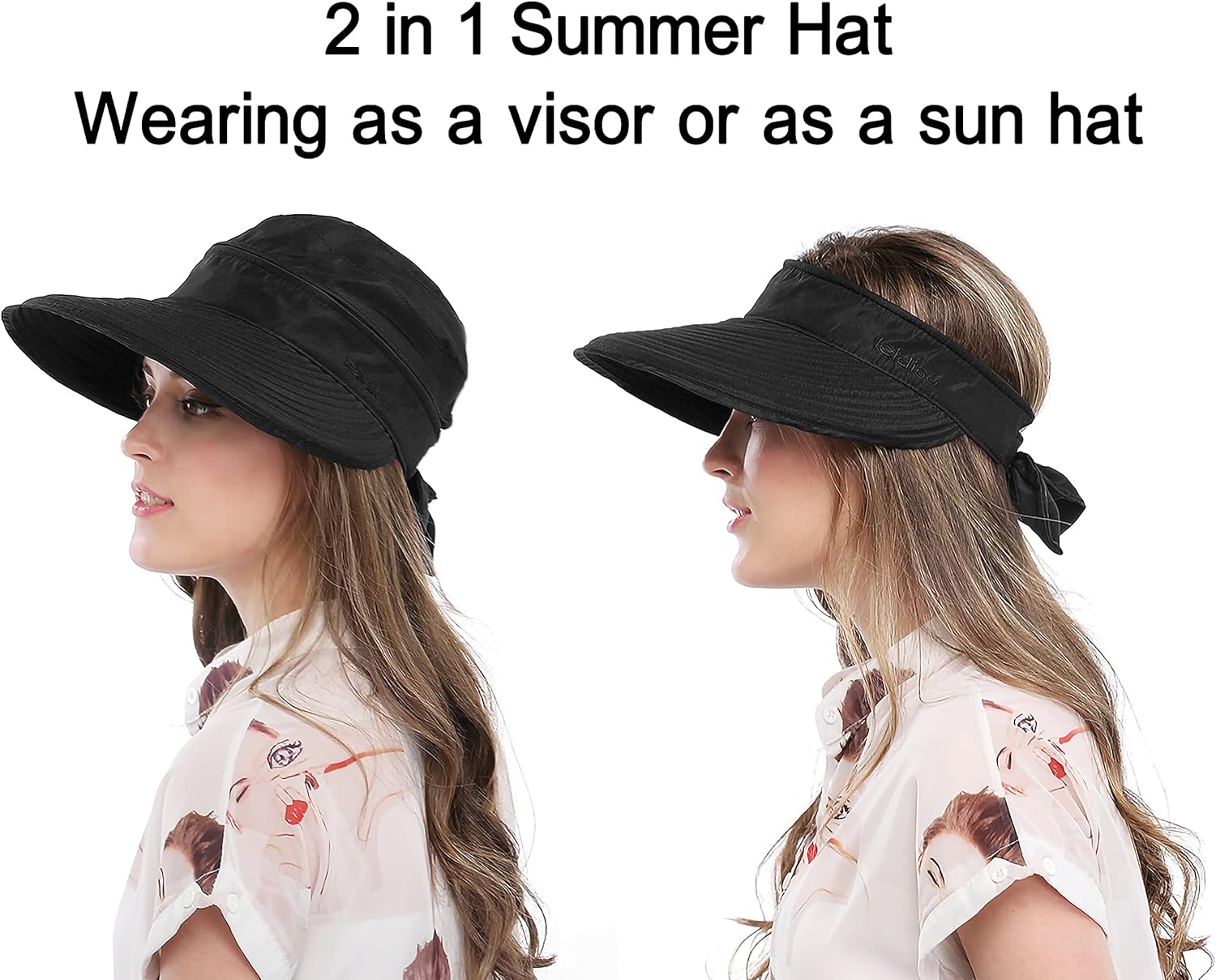 Wide Large Brim Sun Hat Summer UV Protection Thin Hat 2 in 1 Beach Sun Hat - Image 3
