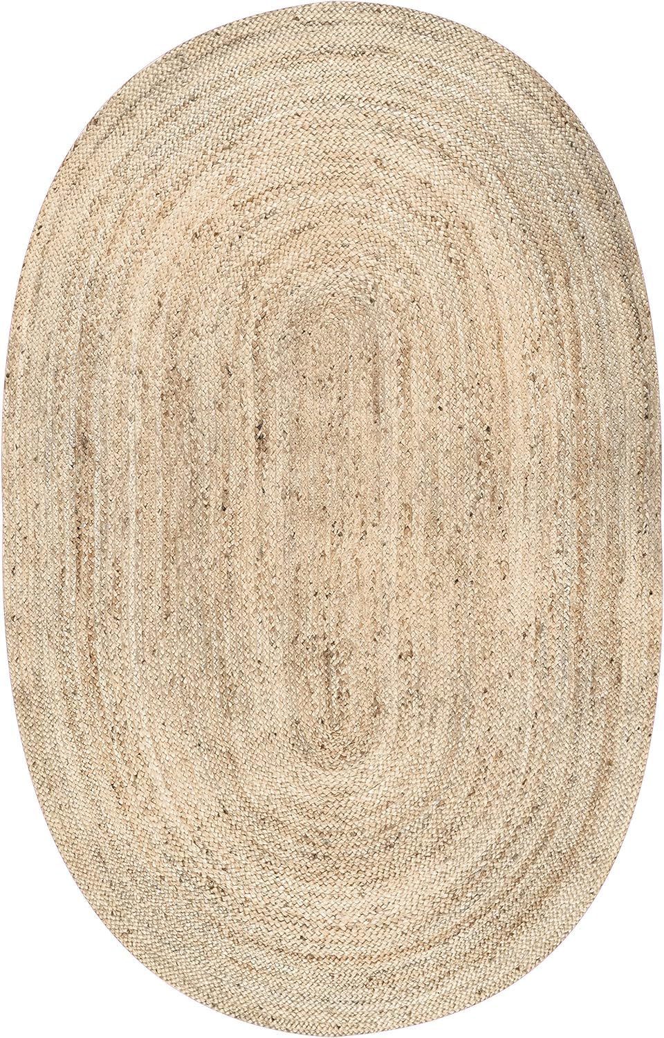 RAJRANG Grand Tapis de la Zone de Jute 8'x 10' Naturel Woven Woven Boho Réversible Ferme tressée Farmhouse Ovale