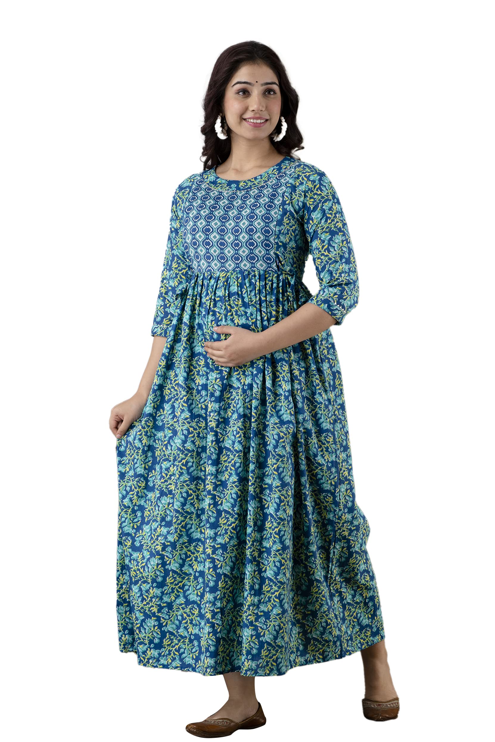 RS Value Store Pure Cotton Maternity Gown/Maternity WEAR/Maxi Dresses/Feeding Nighty/Comfortable WEAR