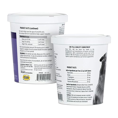 Miniatura 6 de GNC for Pets Essentials - Suplementos masticables suaves para perros  60 unidades con sabor a pollo, suplementos masticables suaves para calmar y