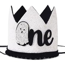 ZZDCMS Halloween First Birthday Decorations - Baby Shower Headband, Hat, Ghost Crown, Photo Booth Props and Cake Smash Backdrop