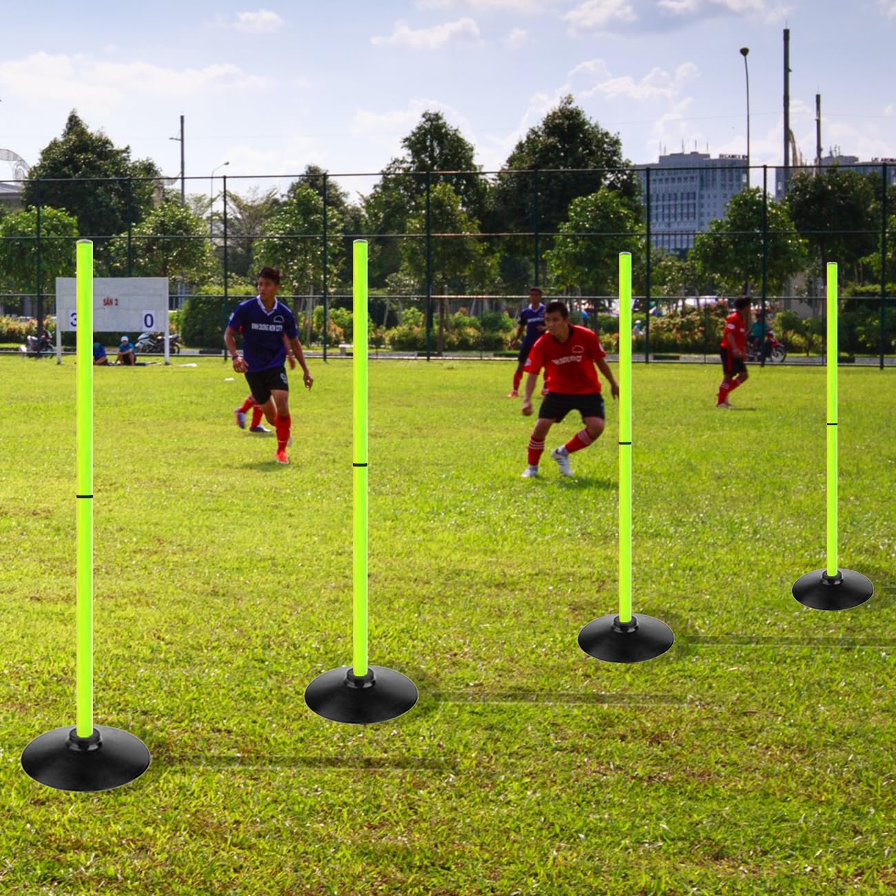 Set di bastoni da calcio per agilità 5pack, bastoni da slalom staccabili con base in gomma, per l'allenamento del calcio, attrezzature per l' allenamento sportivo all'aperto ( Size : 1.5m/59.1in