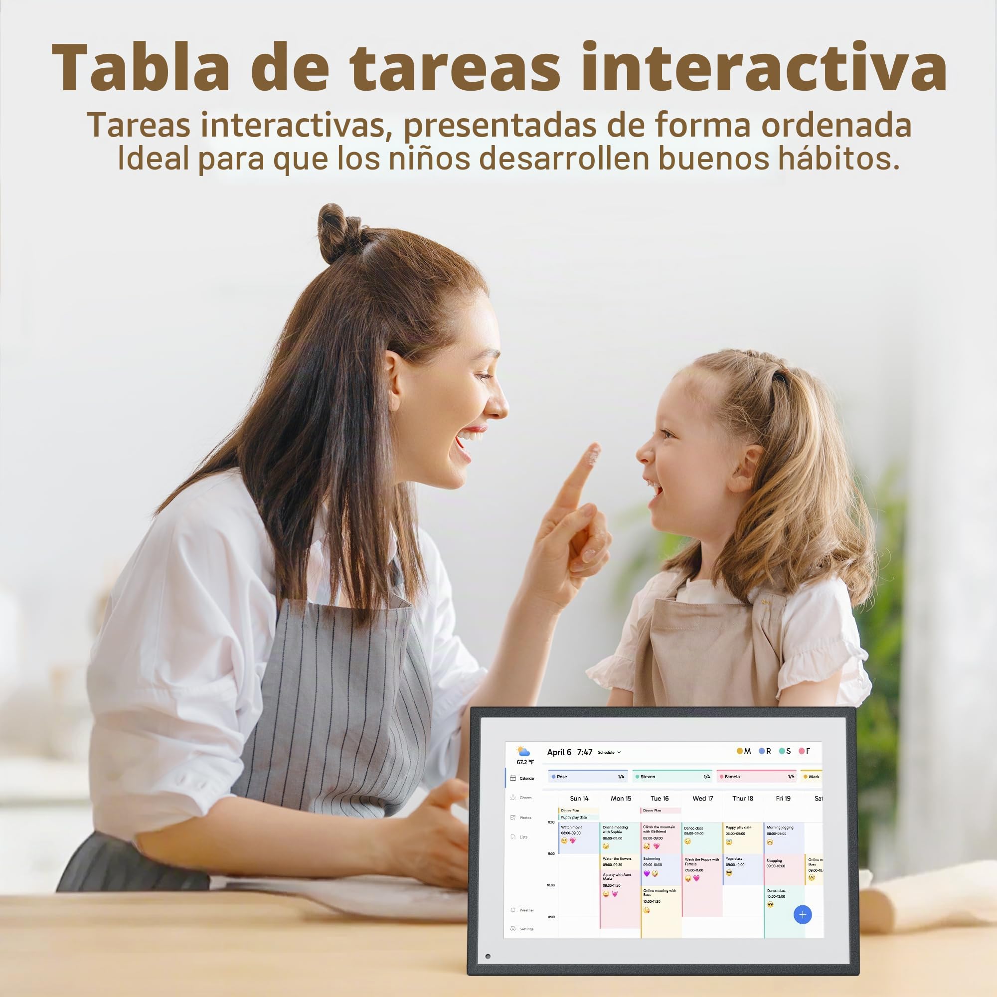 Dragon Touch Calendario Digital de Pared de 10,1 Pulgadas, Planificador de calendario electrónico con 32GB de Memoria, Calendario de Escritorio inteligente con Pantalla táctil, Negro