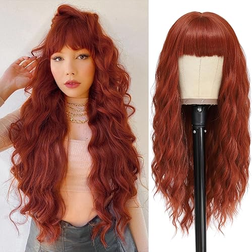 Miniatura 8 de NAYOO Pelucas largas para mujer, peluca ondulada y rizada con raíces oscuras, peluca de fibra sintética resistente al calor para uso diario en