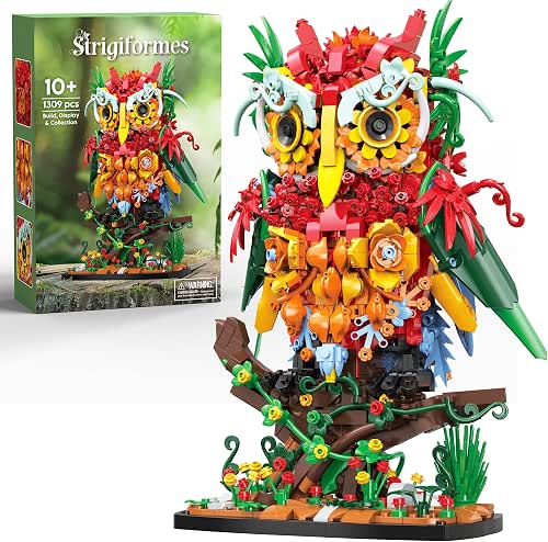 JOJO&Peach Flower Owl Animal Building Toys for Adults & Teens,