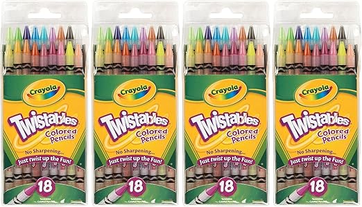 Crayola Twistables Colored Pencils, No Sharpening Needed, 18 Count (Pack of 4) Total 72 Pencils