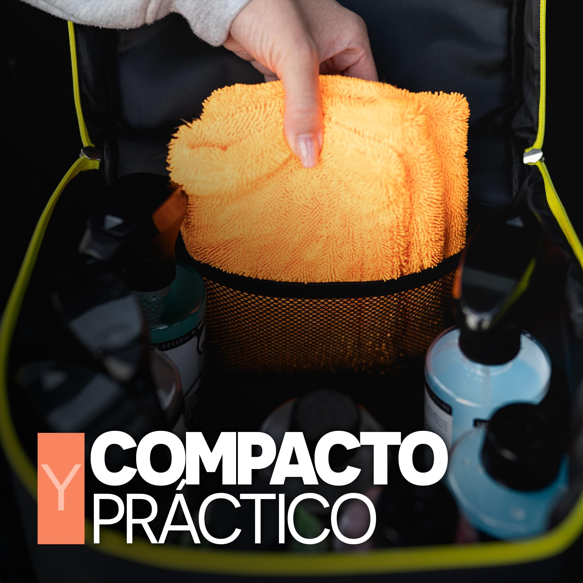 Nuke Guys Bolsa de detalles pequeña | Práctica para el maletero con velcro | Organizador para productos de cuidado del coche