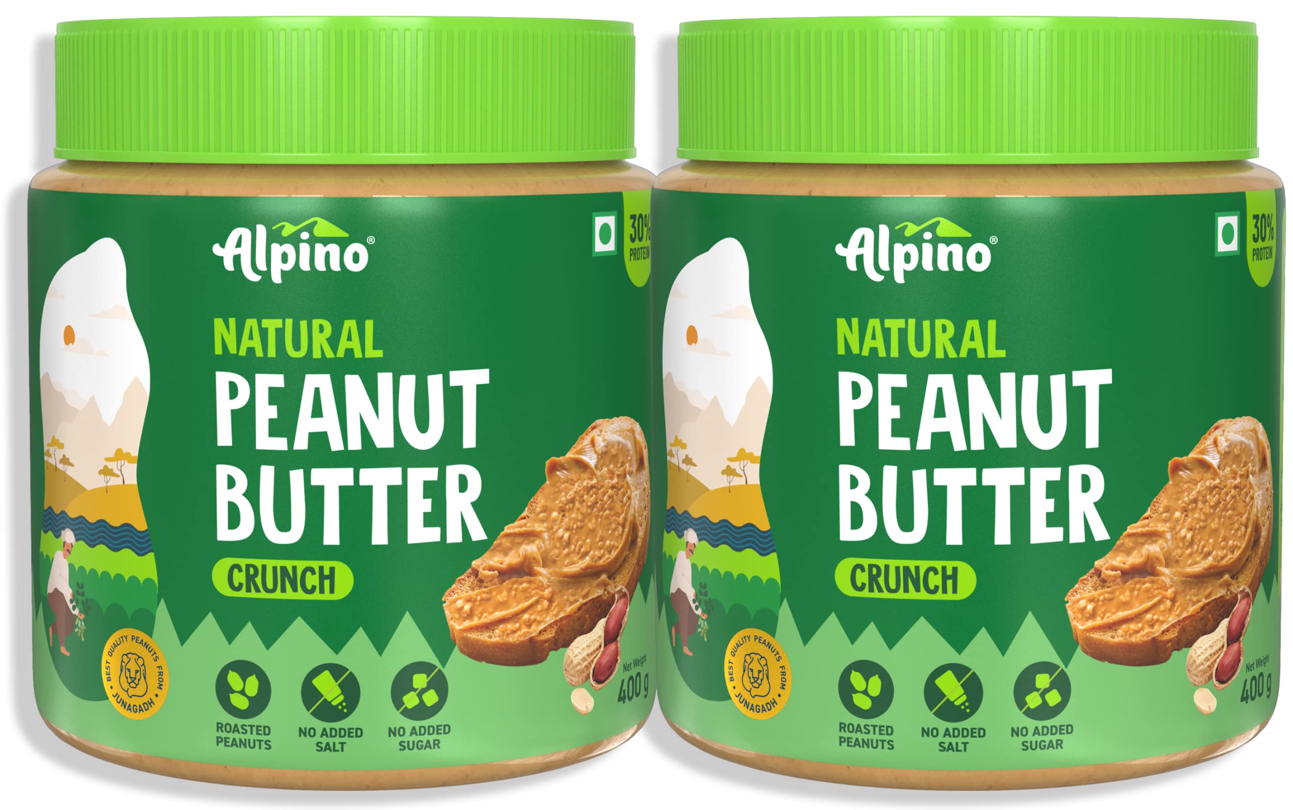 ALPINO Natural Peanut Butter Crunch 800g - 100% Roasted Peanuts - 30g Protein, No Added Sugar & Salt, Gluten Free, Vegan – Plant Based, Unsweetened Peanut Butter Crunchy – 400g, Pack of 2 (B07CXFRXKM) Amazon Price History, Amazon Price Tracker