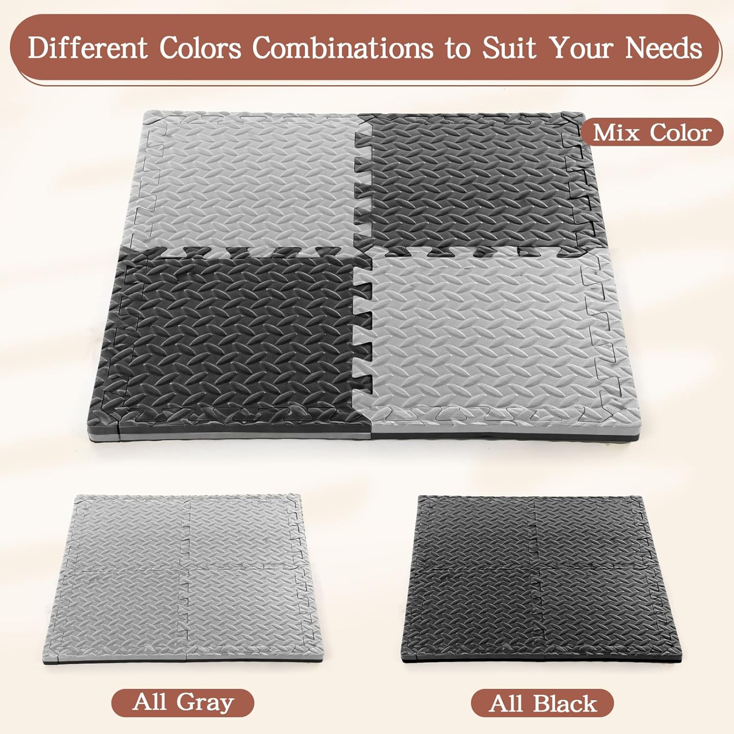 Breling 16 Pcs 0.79 in Thick Gym Flooring Mats, 12 x 12 Inch Interlocking Foam Puzzle Floor Tiles for Home Gym, Extra Thick High-Density EVA Squares Flooring Mats for Yoga Play Workout Garage Kitchen