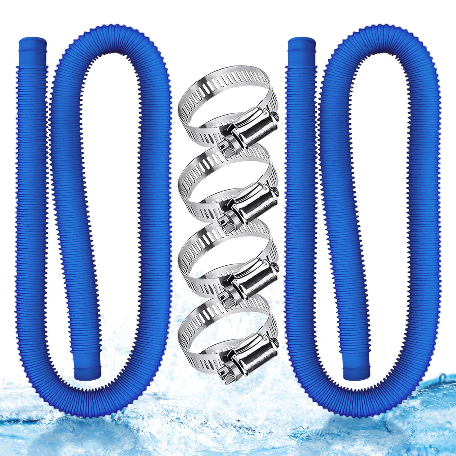 LCUHAVA Lot De 2 Tuyaux Piscine 32mm - Tuyau Aspirateur 10m Avec Clips De Sécurité, Flexible Et Étanche Pour Pompes Et Nettoyage
