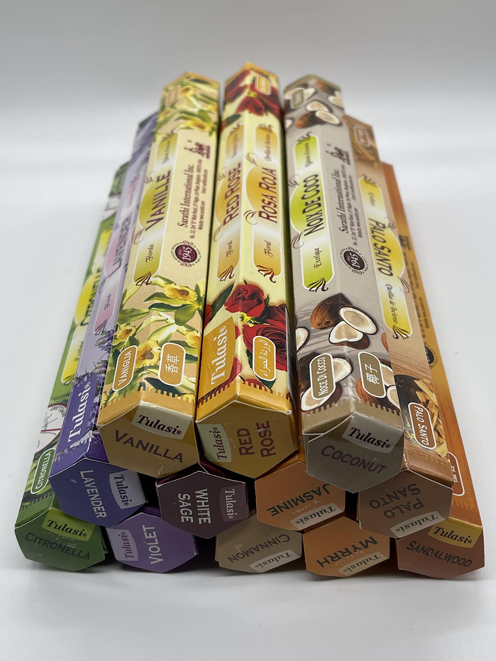 Tulasi Mix Multi-Pack Ed Variety Hex Incense Sticks - 12 Pack, 36321