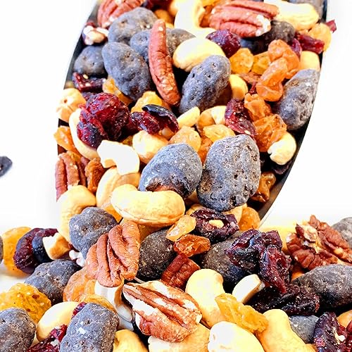 Dulce Dulce Sal Mar Sensation Mix  Trail Mix Snack  Chocolate oscuro Sal de mar almendras, anacardos salados asados, mitades de nuez crudas,