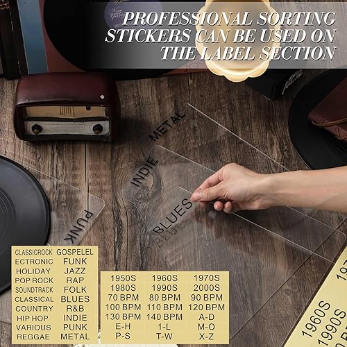 Miniatura 3 de 15 separadores de discos de vinilo acrílico del género A-Z ERA BPM, fichas de plástico organizador de discos de vinilo para escribir DIY,
