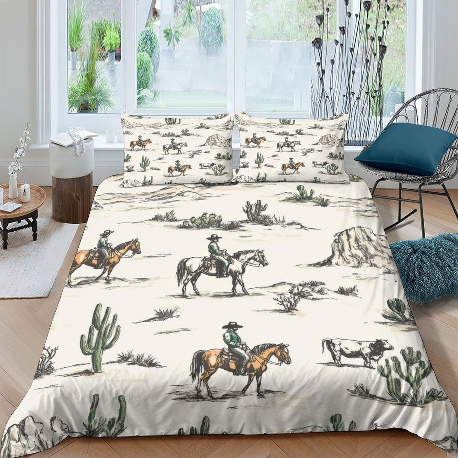 Ctjqhvkz Style-10 3D Printed Cowboy Desert Fitted Sheet Microfiber Soft Western Horse Bed Cover For Bedroom Guest Room Decor Single（135X200cm）