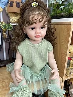 KOKOMANDY Reborn Baby Dolls Girl Full Body Silicone 22 Inch Real Life Baby Doll Rooted Curly Hair Realistic Newborn Baby Doll Cute Toddler Doll Toy Gifts