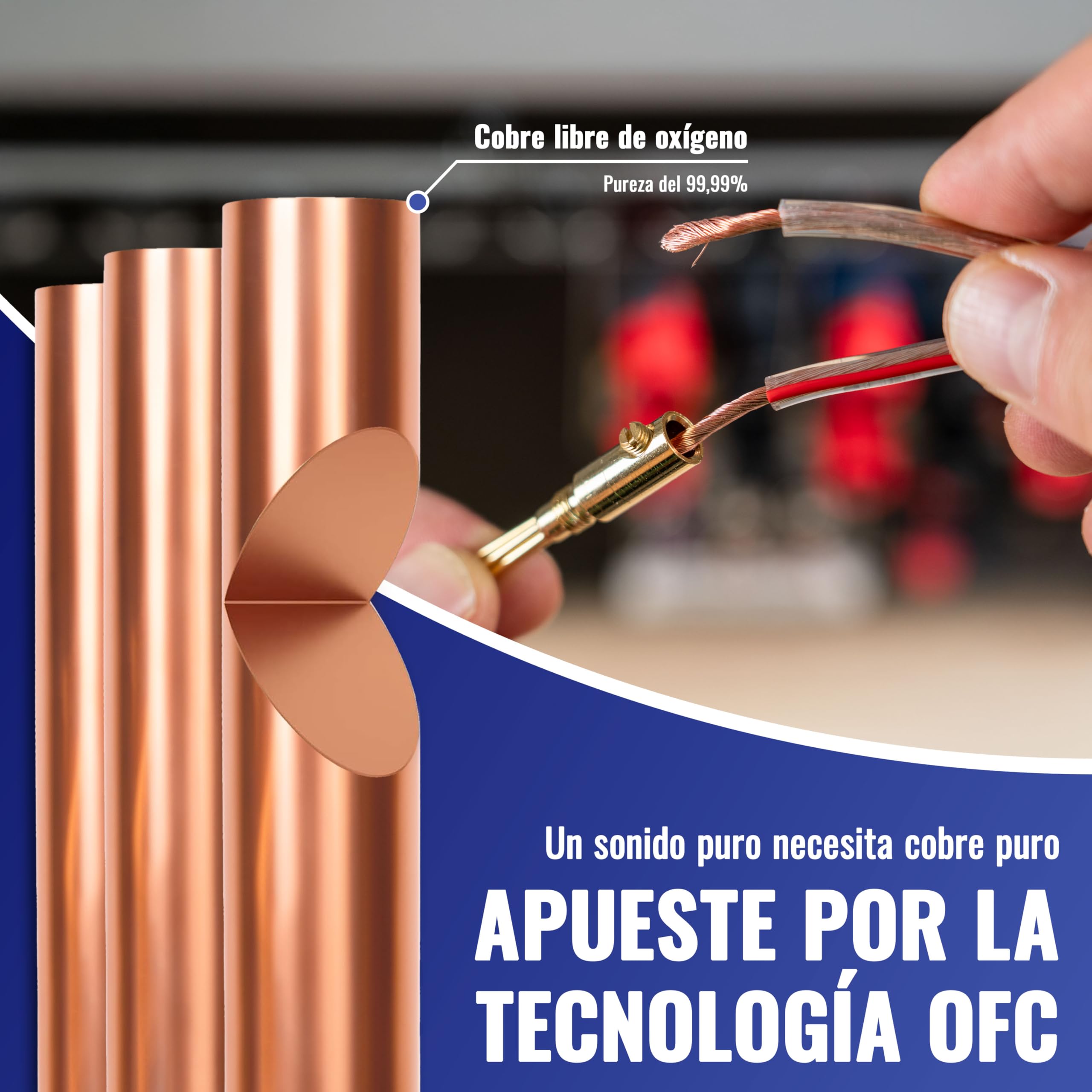 Poppstar Cable para altavoces de 50 m, 2 x 2,5 mm² (conductor interno de cobre puro OFC 99,99%, revestimiento de PVC transparente)