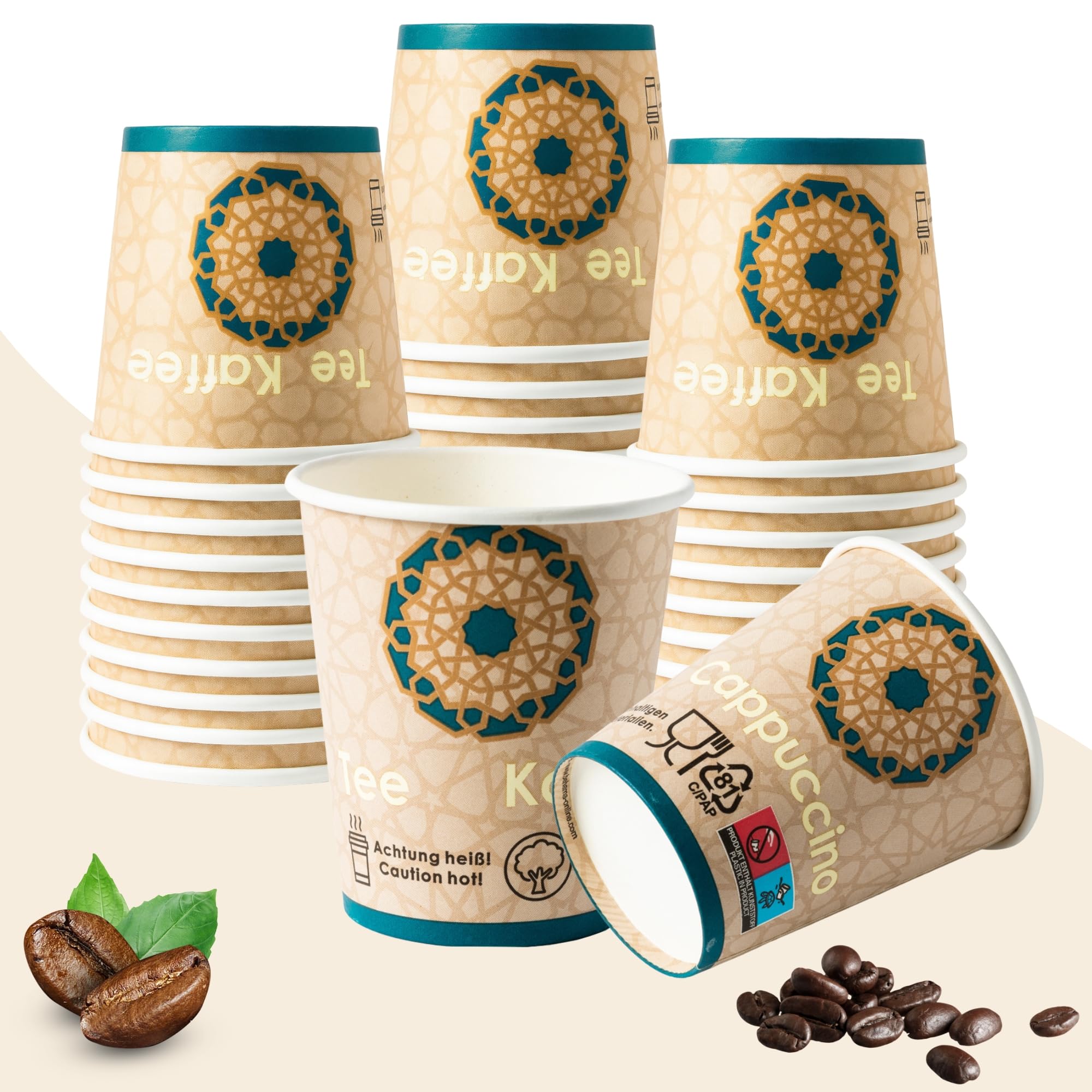 1000er Kaffeebecher 200 ml (8 oz) – stabile Pappbecher für Heiß- & Kaltgetränke – Einweg Trinkbecher - Coffee To Go Pappbecher ohne Deckel – umweltfreundlich, hitzebeständig & HLKauf-Block