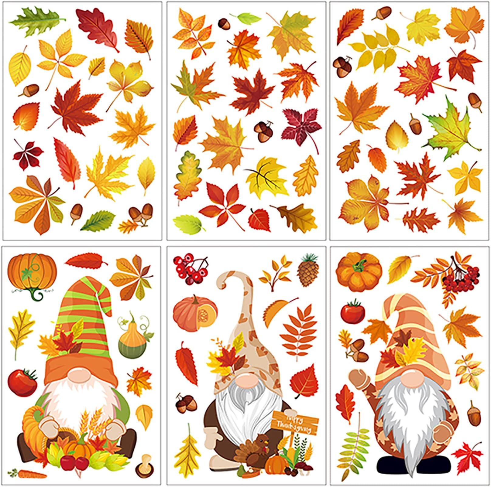 Amazon.com: Hiwevvy 93PCS Thanksgiving Maple Leaf Window Stickers - 6 ...