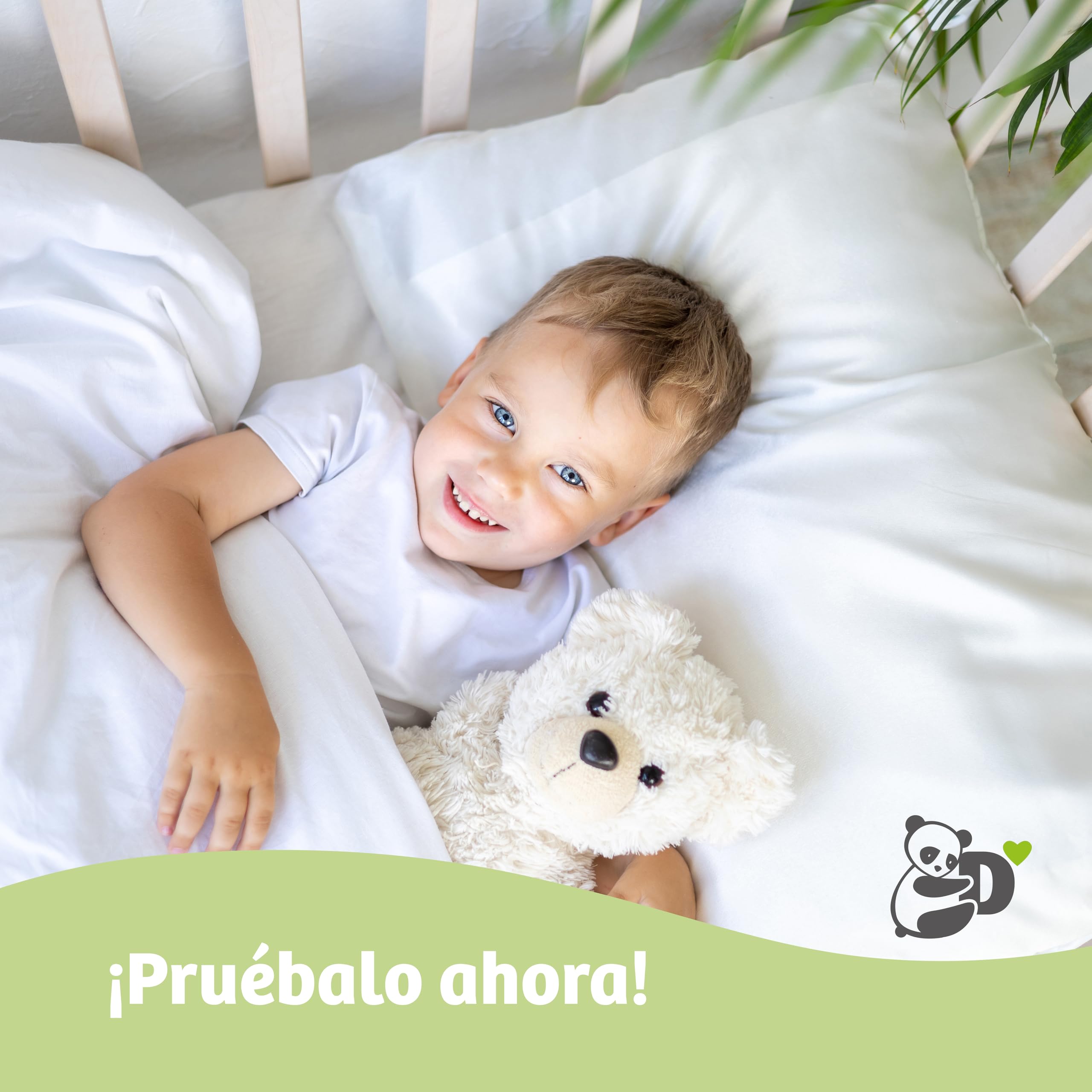 Dilamababy Almohada Infantil Ajustable 2-3 Años - Algodón Percal Hipoalergénico - para Cunas 60x120 cm - Almohada Cuna Bebé - Blanco 100% Algodón