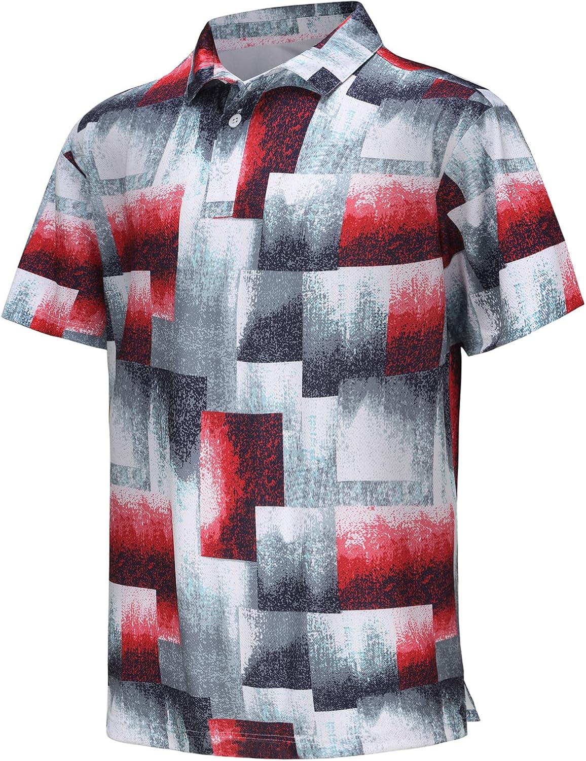 Men's Casual Short Sleeve Moisture Wicking Performance Golf Polo Contrast Color Patchwork Pique Shirts Tops