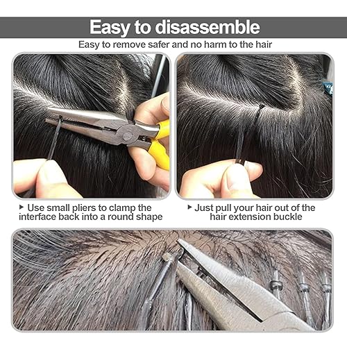 Miniatura 7 de 200 piezas de nano anillos forrados de silicona para extensiones de cabello nano puntas de 0.118 in (OD) 0.039 in (ID) 0.079 in (L) 5 colores