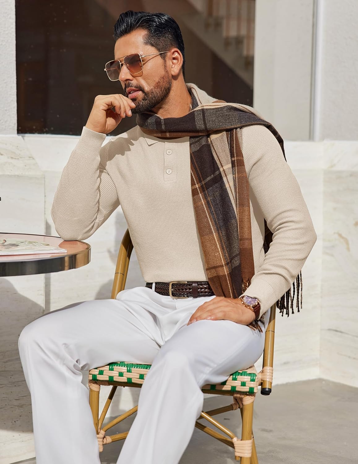 COOFANDY Men's Knit Polo Long Sleeve Sweaters Collared Polo Sweater Casual Dress Pullover Fashion Golf Sweaters - Image 6