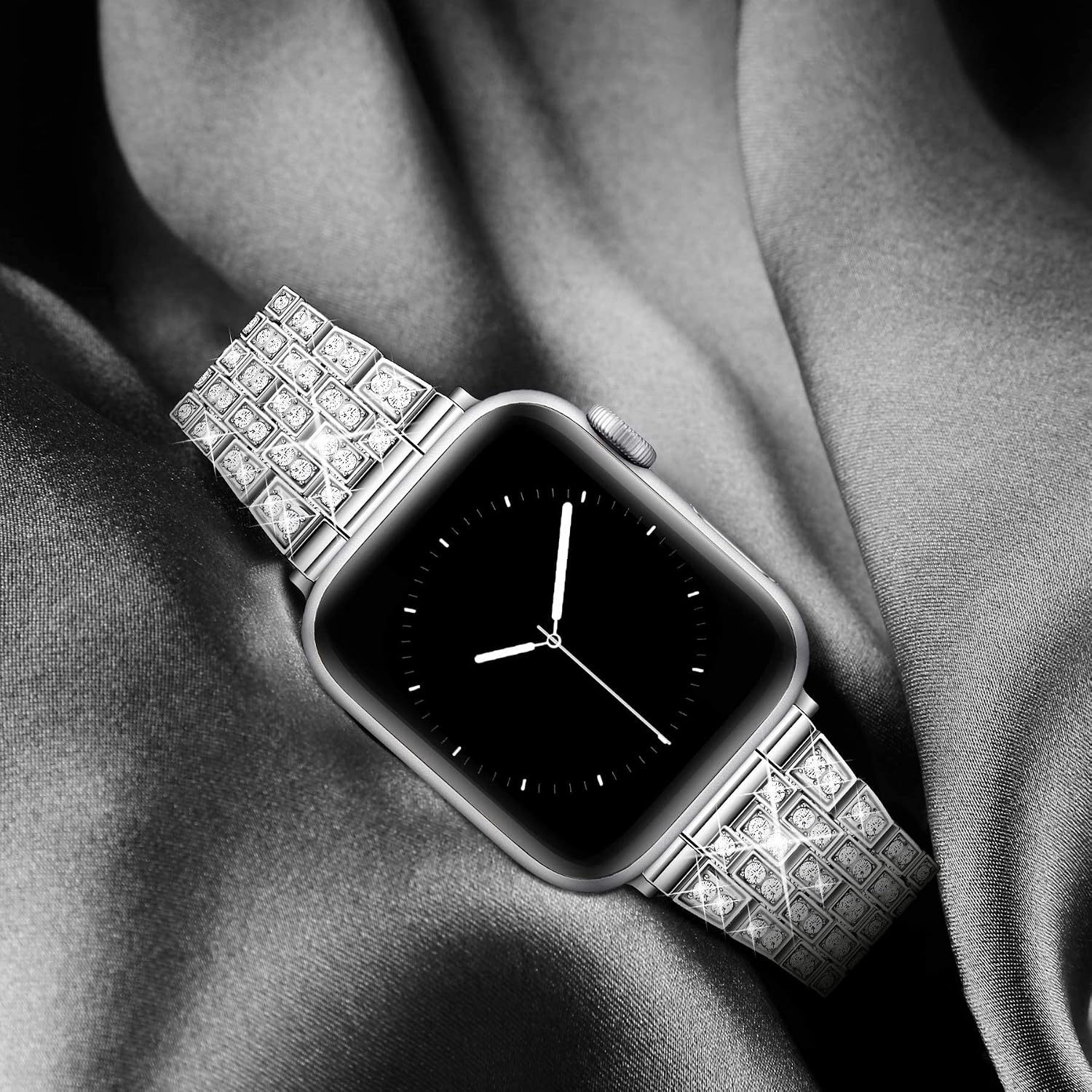 Marge Plus Compatible with Apple Watch Band 38mm 40mm 41mm 42mm 44mm 45mm, Women Jewelry Wristband Bling Diamond Metal Strap for iWatch Band SE Series 7 6 5 4 3 2 1(Silver, 41/40/38mm)